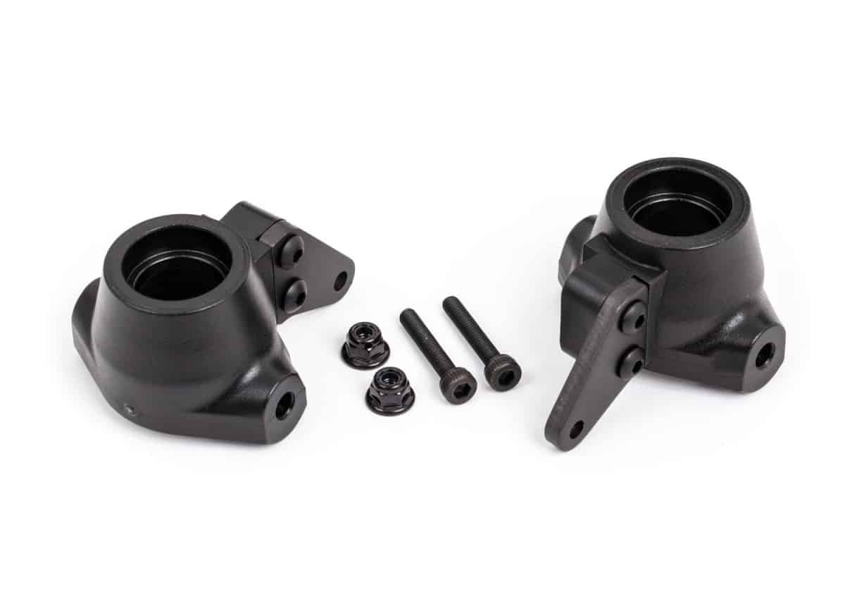 Traxxas-Steering blocks, left & right/ steering block arms-BLACK