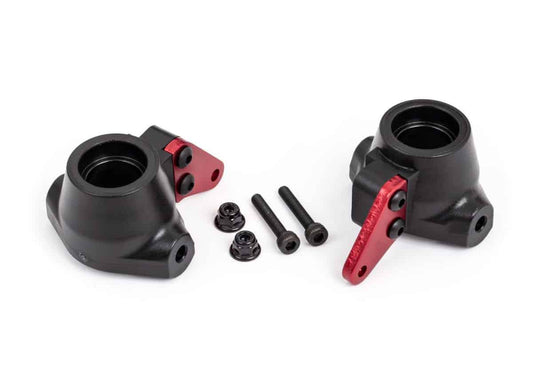 Traxxas-Steering blocks, left & right/ steering block arms-RED