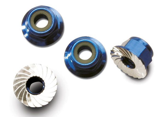 Traxxas-Nuts 4MM Flanged Lock-BLUE